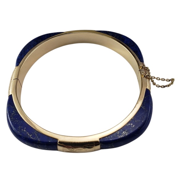 14 Karat Yellow Gold and Lapis Lazuli Bangle Bracelet #21343 - Picture 3 of 8